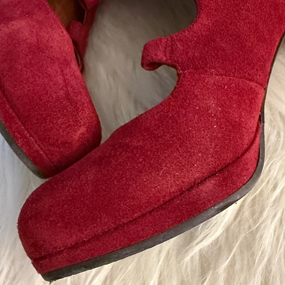 Elegant Chie Mihara Jamara Lace-up Suede Platform Red Wine Ankle Booties🔥 - Picture 2 of 9